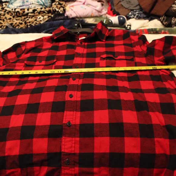 Goodfellow & Co Red Plaid Heavyweight Flannel Button Front Long sleeve Shirt XXL - Picture 9 of 11